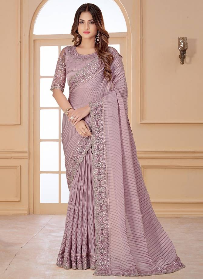 Lavender Colour NARI FASHION New Fancy Party Wear Heavy Silk Latest Saree Collection 6143
